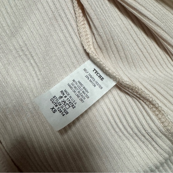 VICI Oatmeal Cream Ribbed Long Sleeve Maxi Slit Tie Waist T-shirt Dress - Picture 4 of 7